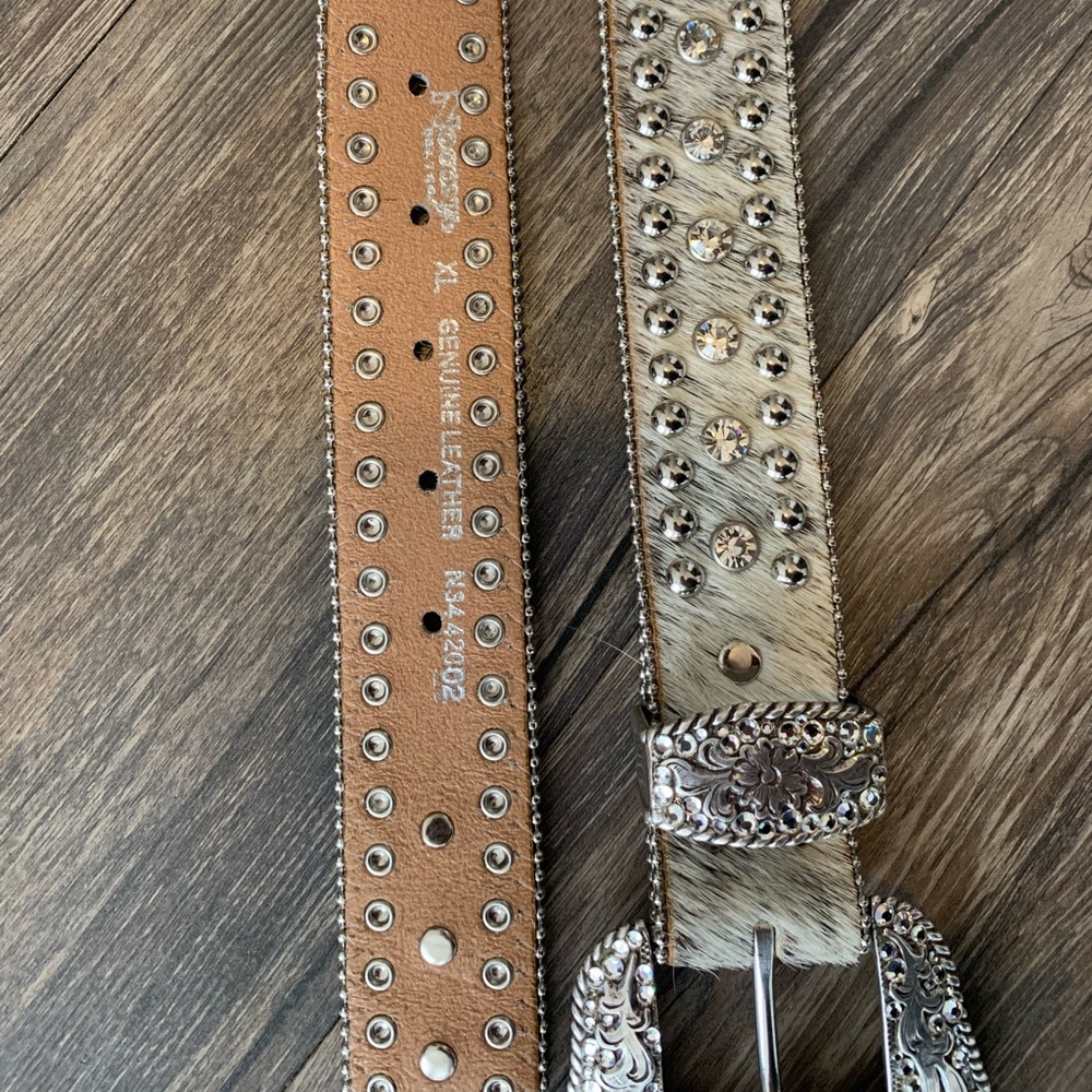 Y2K Bling hair on hide Nocona belt